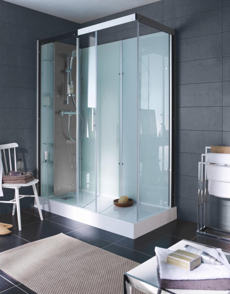 Cabine de douche avec colonne hydromassante